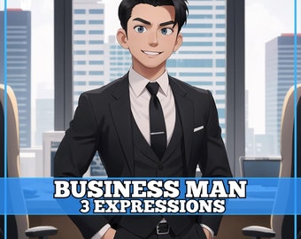 PNGTuber Business Man with 3 Expressions Veadotube Ready PNG Tuber Ideal for Streaming Veadotube Twitch