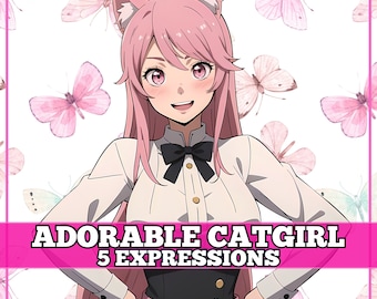 Cute PNGTuber Girl, Catgirl, Veadotube, PNG Tuber, Streaming, Twitch, Discord Reactive, YouTube Vtuber, Giftuber, Adopt Me Premade Model