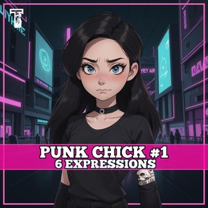 Cute PNGTuber Girl, Punk Chick, Veadotube, PNG Tuber, Streaming, Twitch, Discord Reactive, YouTube Vtuber, Giftuber, Adopt Me Premade Model