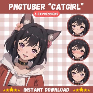 Cute PNGTuber Girl, Catgirl, Veadotube, PNG Tuber, Streaming, Twitch, Discord Reactive, YouTube Vtuber, Giftuber, Adopt Me Premade Model