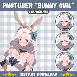 Cute PNGTuber Girl, Bunny, Veadotube, PNG Tuber, Streaming, Twitch, Discord Reactive, YouTube Vtuber, Giftuber, Adopt Me Premade Model