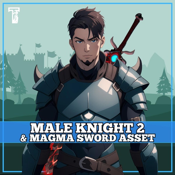 PNGTuber Male Knight and Magma Sword Veadotube Ready PNG Tuber Ideal for Streaming Veadotube Twitch