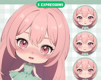 Cute PNGTuber Girl, Chibi Pink, Veadotube, PNG Tuber, Streaming, Twitch, Discord Reactive, YouTube Vtuber, Giftuber, Adopt Me Premade Model