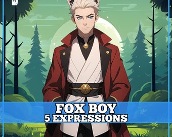Male PNGTuber, Silver Fox, Veadotube, PNG Tuber, Streaming, Twitch, Discord Reactive, YouTube Vtuber, Giftuber, Adopt Me Premade Model