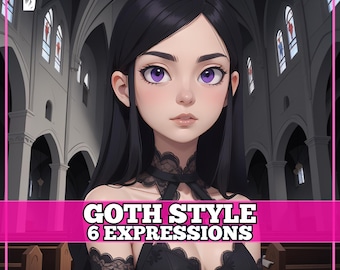 Cute PNGTuber Girl, Goth, Veadotube, PNG Tuber, Streaming, Twitch, Discord Reactive, YouTube Vtuber, Giftuber, Adopt Me Custom Premade Model