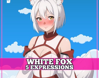 Cute PNGTuber Girl, White Fox, Veadotube, PNG Tuber, Streaming, Twitch, Discord Reactive, YouTube Vtuber, Giftuber, Adopt Me Premade Model
