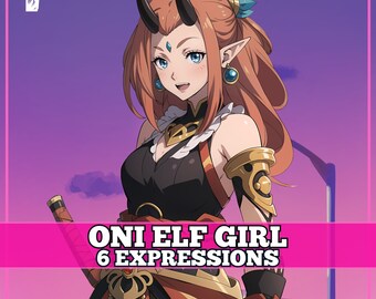 Cute PNGTuber Girl, Oni Elf, Veadotube, PNG Tuber, Streaming, Twitch, Discord Reactive, YouTube Vtuber, Giftuber, Adopt Me Premade Model