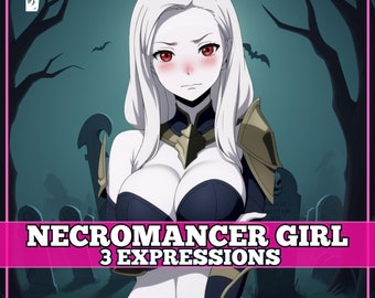 Söt PNGTuber-tjej, Necromancer, Veadotube, PNG-tuber, streaming, Twitch, Discord Reactive, YouTube Vtuber, Giftuber, Adoptera mig, färdigmodell