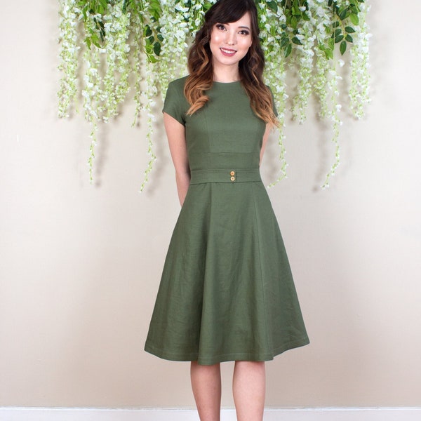 Green Linen Dress - Etsy