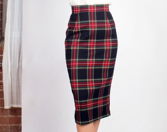 Tartan Pencil Skirt, Tartan Midi Skirt, Tartan High Waist Skirt, Plaid Work Skirt, Plaid Pencil Skirt, Tartan Work Skirt,