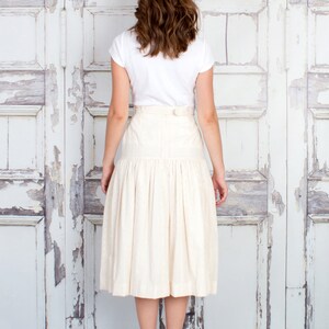 Cotton Midi Skirt, Eyelet Skirt, High Waist Skirt, Belted Skirt, Work Skirt, Ivory Work Skirt, Ivory Midi Skirt, Tall Sizes, Petite Sizes image 2