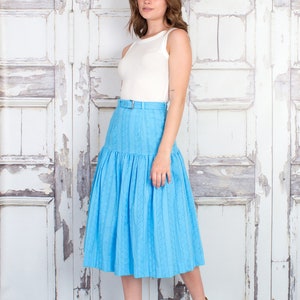 Cotton Midi Skirt, Eyelet Skirt, High Waist Skirt, Belted Skirt, Work Skirt, Ivory Work Skirt, Ivory Midi Skirt, Tall Sizes, Petite Sizes 画像 5