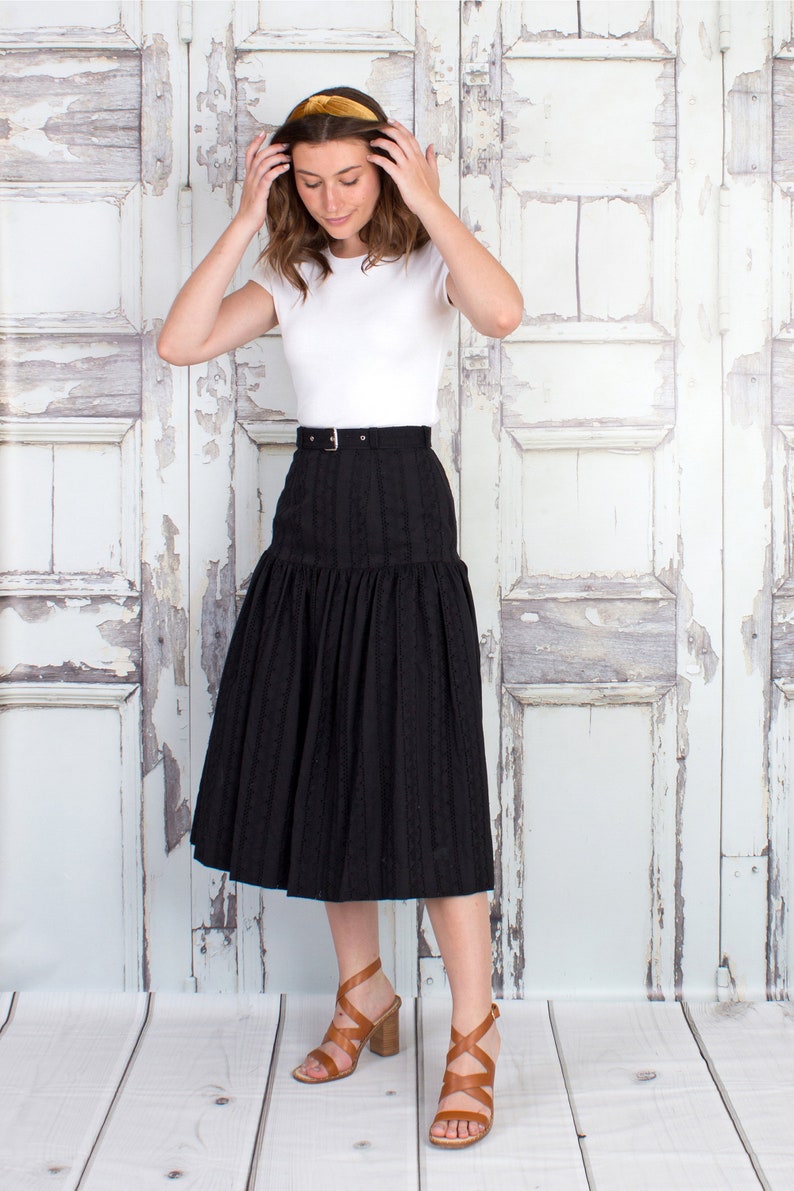 Cotton Midi Skirt, Eyelet Skirt, High Waist Skirt, Belted Skirt, Work Skirt, Ivory Work Skirt, Ivory Midi Skirt, Tall Sizes, Petite Sizes image 7