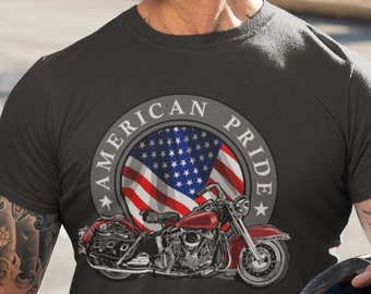 American Pride Motorcycle T-Shirt, Biker Dad Gift