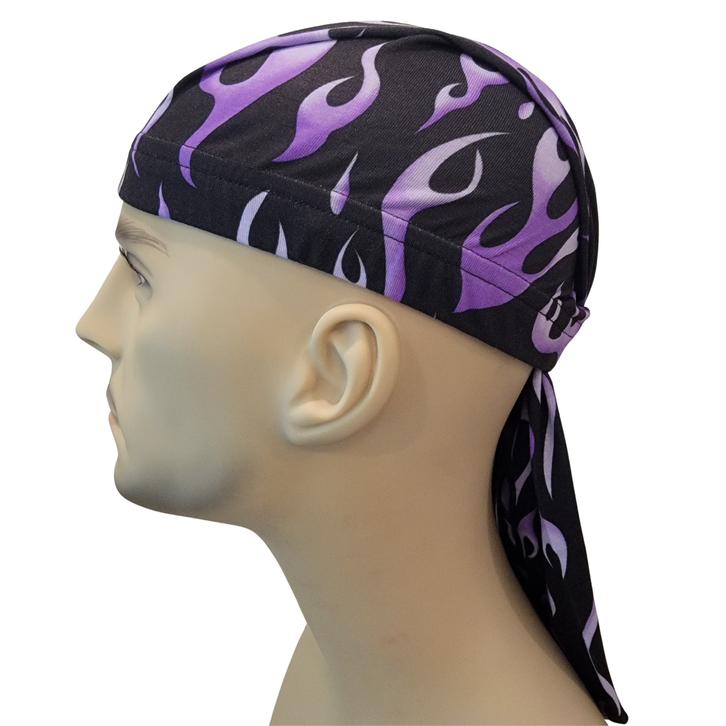 Purple Flames Biker Headwear, Softailz, Skull Cap, Bandana