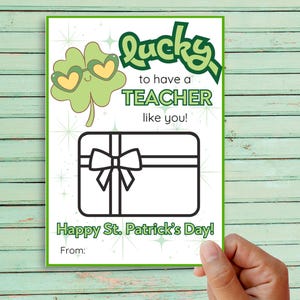 St. Patrick&#39;s Day Teacher Gift Card Holder, St. Patrick&#39;s Day Teacher Gift, Printable St. Patrick&#39;s Day Card, Gifts For Teachers