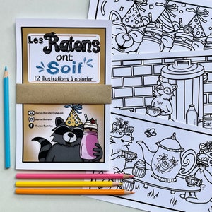 Coloring page - The raccoons are thirsty - 12 Illustrations to color