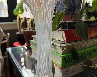 Vintage 1910 EAPG Fenton Glass French White Opalescent Swung Vase 10.5” in Tall