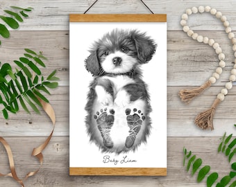 Baby Footprint Kit, baby shower gift, nursery art keepsake, puppy