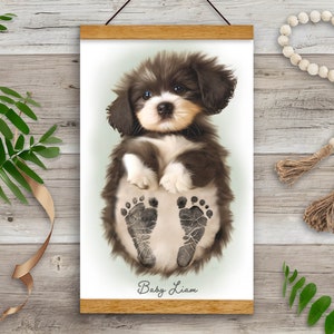 Baby Footprint Kit, baby shower gift, nursery art keepsake, puppy