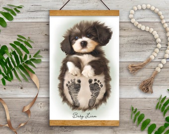 Baby Footprint Kit, baby shower gift, nursery art keepsake, puppy