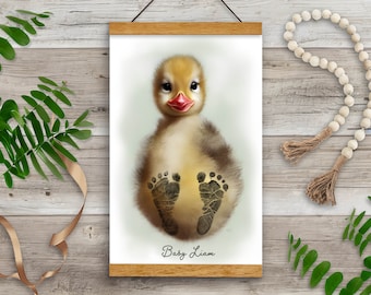 Baby Footprint Kit, baby shower gift, nursery art keepsake, woodland chick
