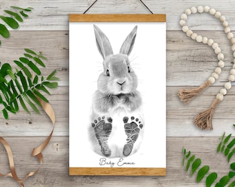 Baby Footprint Kit, baby shower gift, nursery art keepsake, bunny