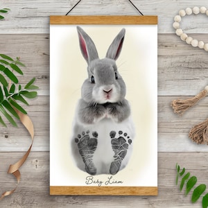 Baby Footprint Kit, baby shower gift, nursery art keepsake, bunny