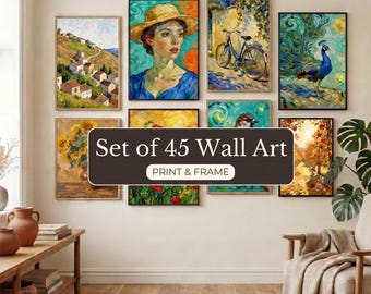 Van Gogh Gallery Wall Art Set of 45, Post-Impressionist Prints (Digital Download)