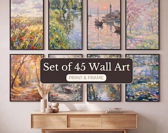 Claude Monet Print Set | 45 Impressionist Wall Art (Digital Download)