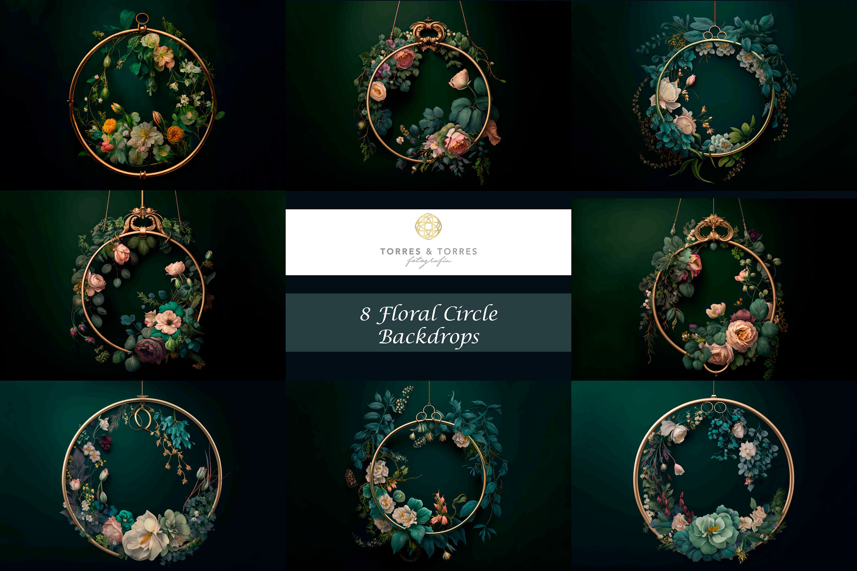 8 Digital Background Floral Rings JPG, Maternity,overlays for Photoshop ...