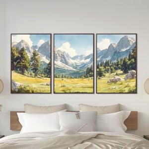 Kings Canyon National Park | Triptych Canvas Set of 3 | California National Park Art | Watercolor Landscape Decor