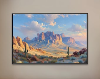 Superstition Mountains Canvas Wall Art | Arizona Desert Landscape Decor