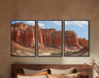 Red Rock Canyon Canvas Wall Art | Nevada Desert Sandstone Cliffs Landscape Decor