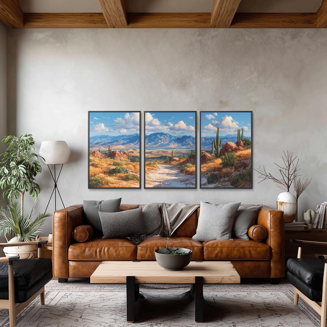 Sonoran Desert Canvas Wall Art | Saguaro Cactus Painting | Arizona ...