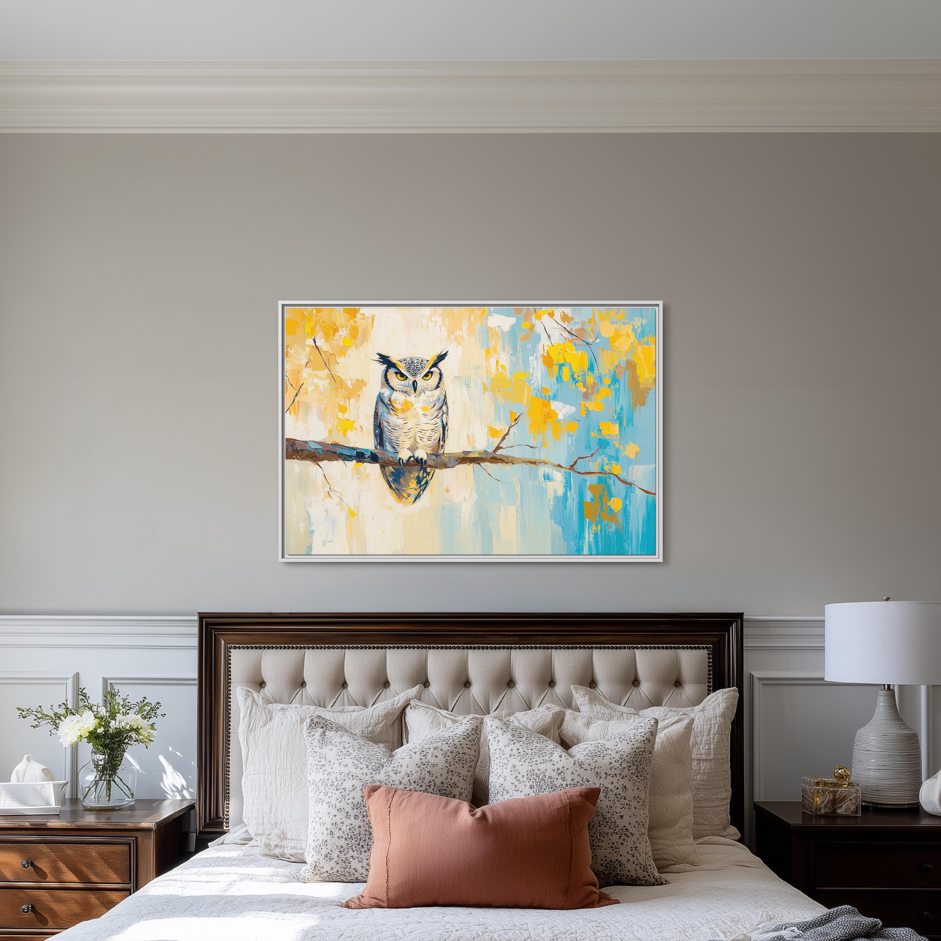 Horned Owl Canvas Wall Art | Modern Abstract Wildlife Nature Decor - Etsy