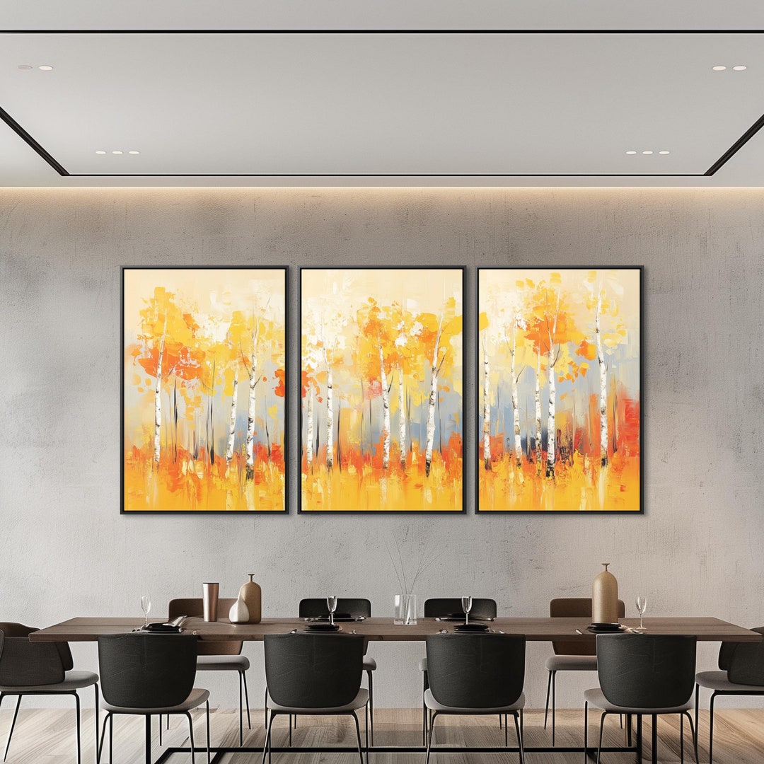 Birch Tree Canvas Wall Art | Autumn Forest Landscape Decor - Etsy