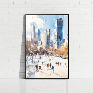New York Winter Cityscape | Central Park Snow | Canvas Art Print | Modern City Wall Decor