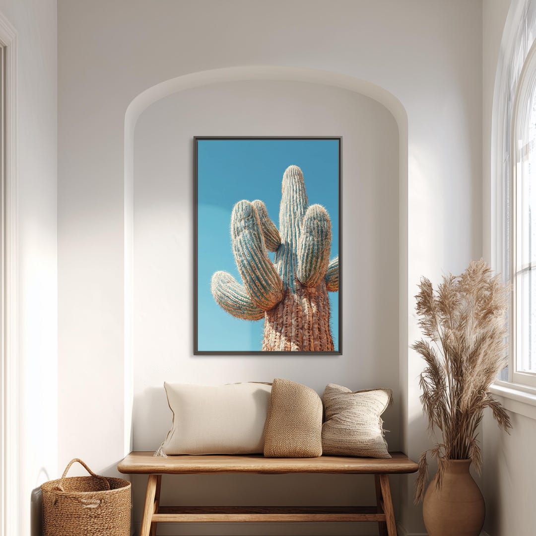 Saguaro Cactus Canvas Wall Art | Blue Sky Desert Print | Southwest ...