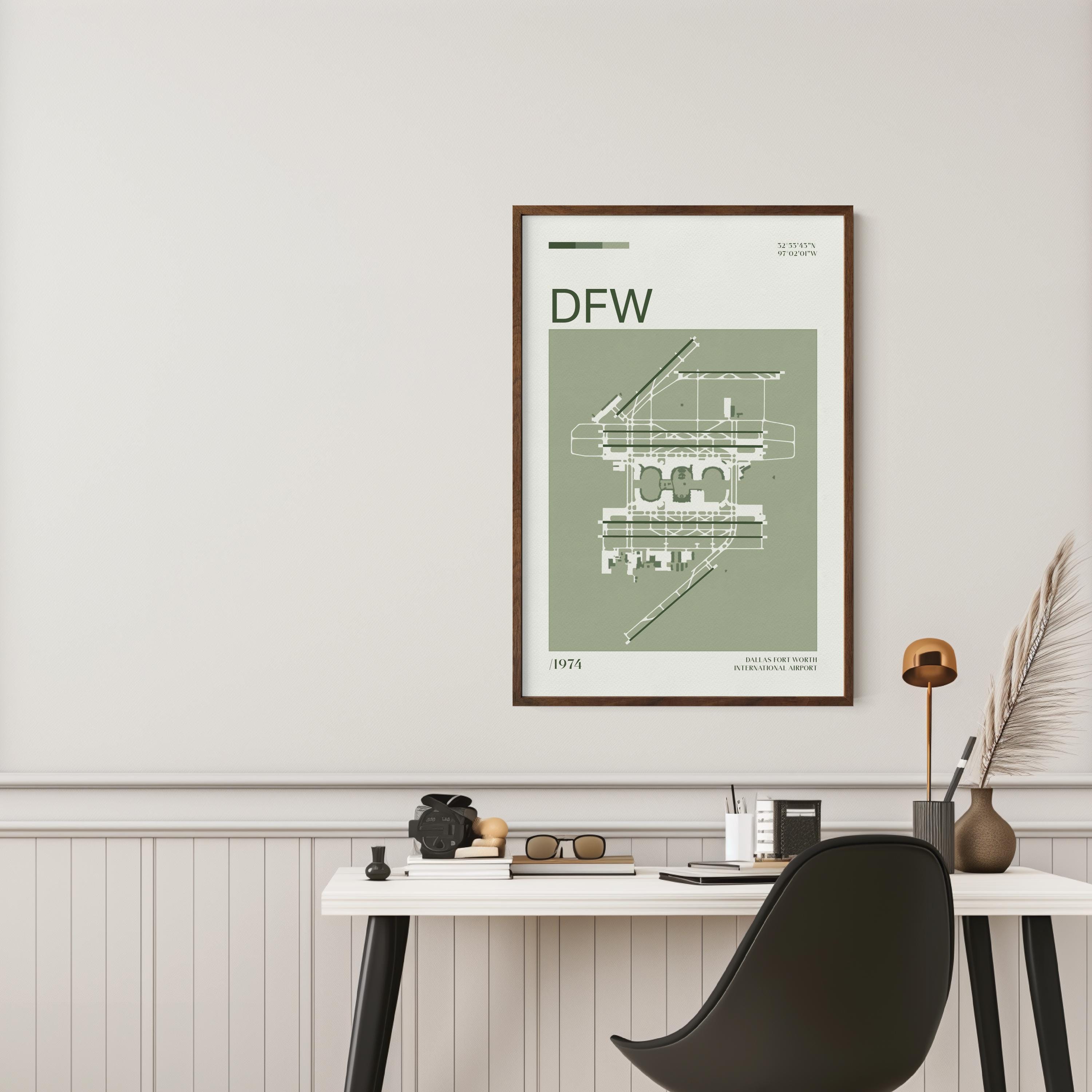 Dallas Airport Poster Print | Minimalist DFW Map Layout Travel Art - Etsy