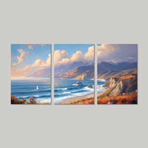 California Coast Sunset Artwork | Big Sur Landscape Painting | Pacific Ocean Wall Art | Coastal Beach Decor