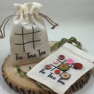 Tic Tac Toe bag | Rustic Favor bags | Kids Table Activity | Thank You Gift | Wedding Favor | Buttons | Goody Bags