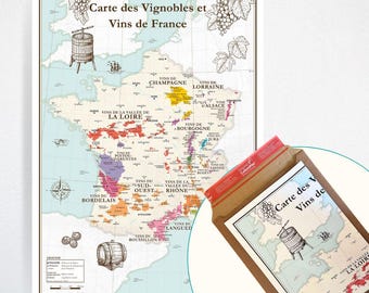 Map of Vineyards and Wines of France - Poster delivered folded (42x59.4cm)