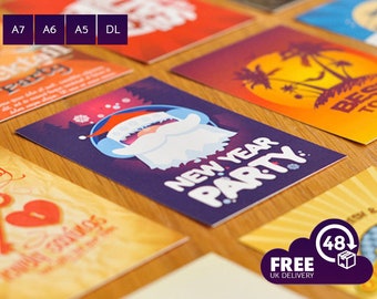 Printed flyers on 300gsm gloss or silk card, single or double sided. Promo flyers, upload your own artwork. FREE UK DELIVERY.