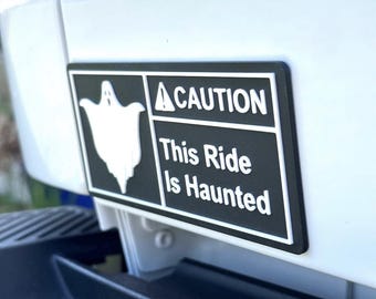 Spooky Warning Label, Reusable Car Emblem! Halloween Badge for Car, Truck & Bumper
