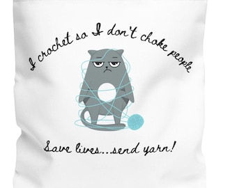 Divertida bolsa de mano de gato de crochet, regalo para amantes del hilo