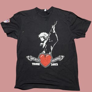 Tom Petty & The Heatbreakers 2012 Tour Black Band Tee Mens Size M-L custom patch