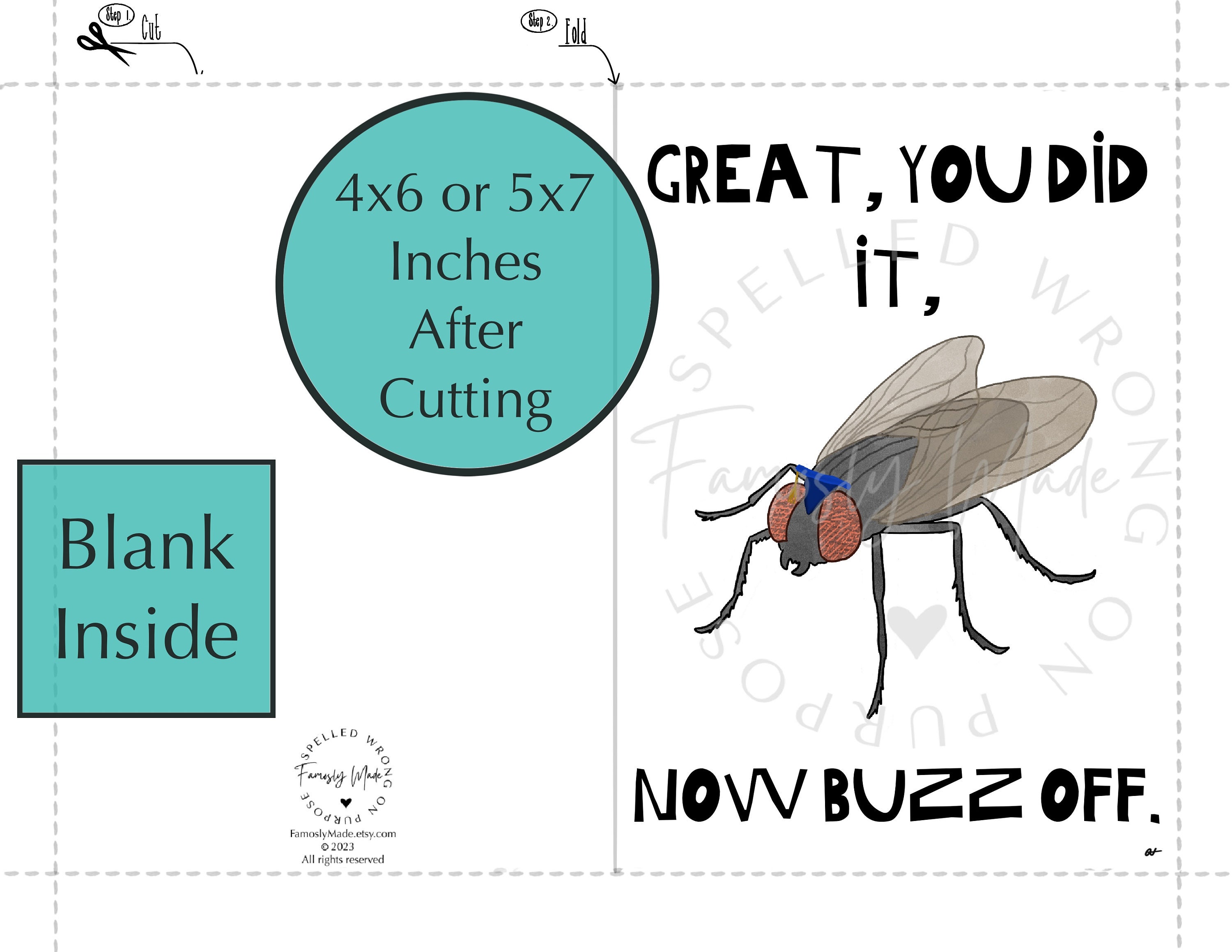 Fly Graduation Card Funny Bug Congratulations on Graduating Card ...