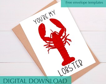 Lobster Valentine’s Day Card Funny Lobster Pun Anniversary Card for Girlfriend Gift for Husband Anniversary Card Boyfriend First Anniversary