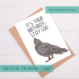 Lustige Taube Geburtstagskarte: Wortspiel Geburtstagsgeschenk (Digitaler Download)